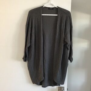 Eclipse Charcoal Waffle Knit Draped Cardigan